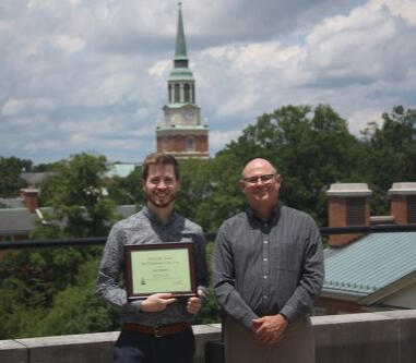 Receiving the Z. Smith Reynolds Library Staff Employee of the Year Award, 2019